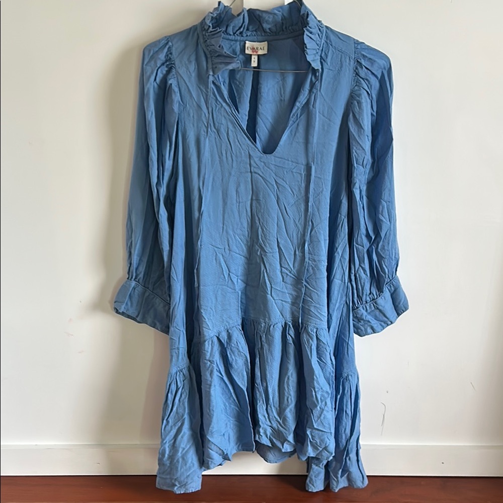 Evarae Blue Ruffled Women's Dress size Small